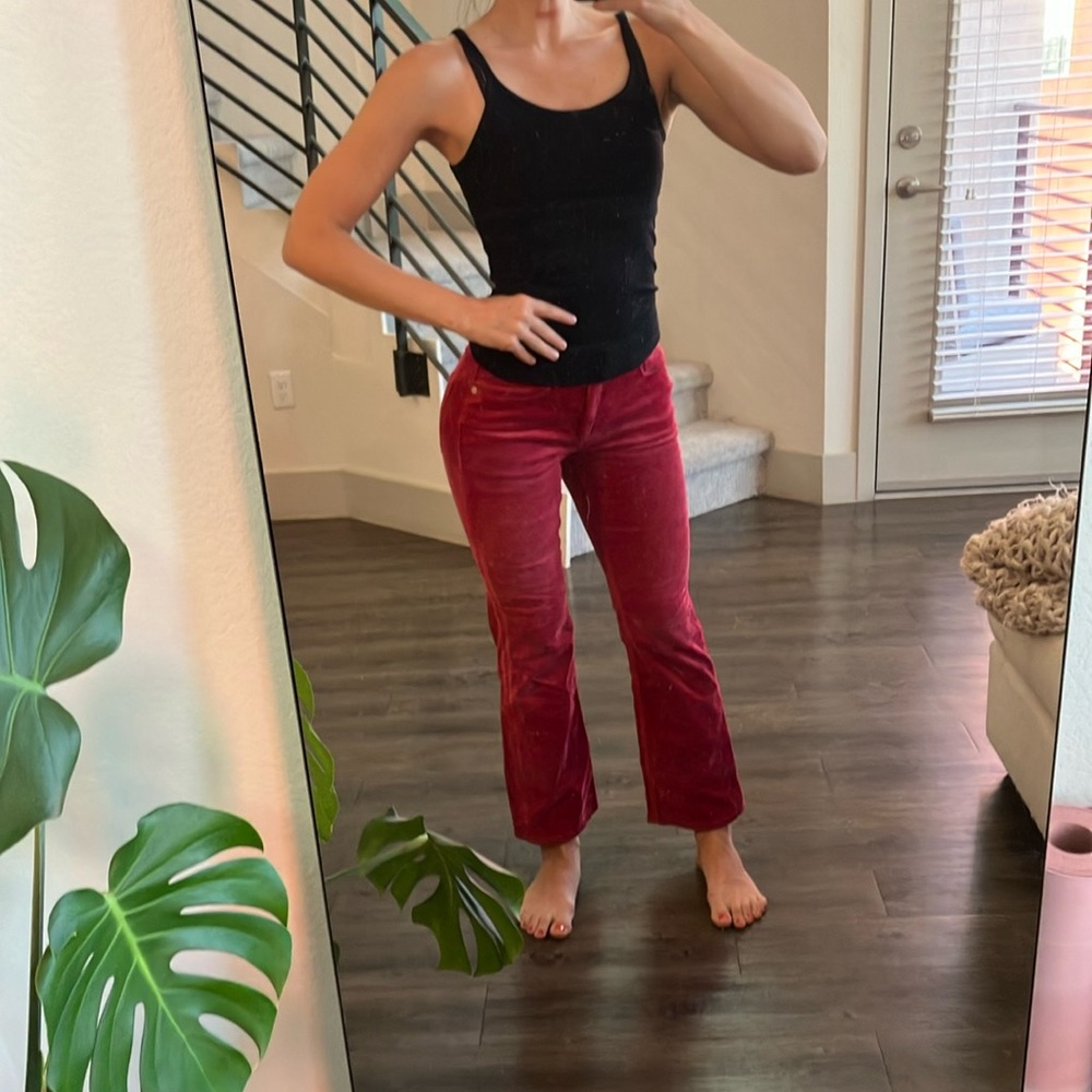 NWOT anthropologie raspberry colored corduroy baby flare pants size 25